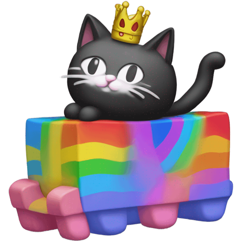 Nyan Cat King Full body  black and white with rainbow box covering it’s whole back emoji