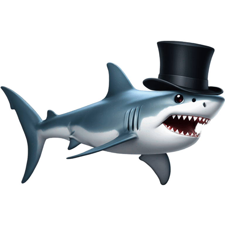 Shark with a top hat emoji