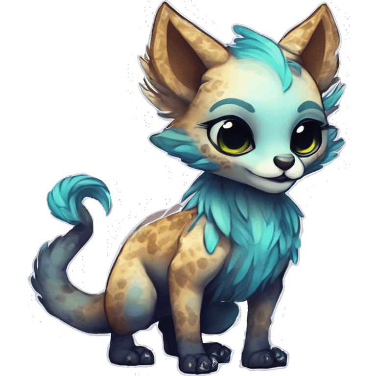 Cool cute Kawaii edgy fantasy shiny chibi animal creature fursona Fionbri vernid by griffsnuff & LiLaiRa & Falvie full bodyal emoji