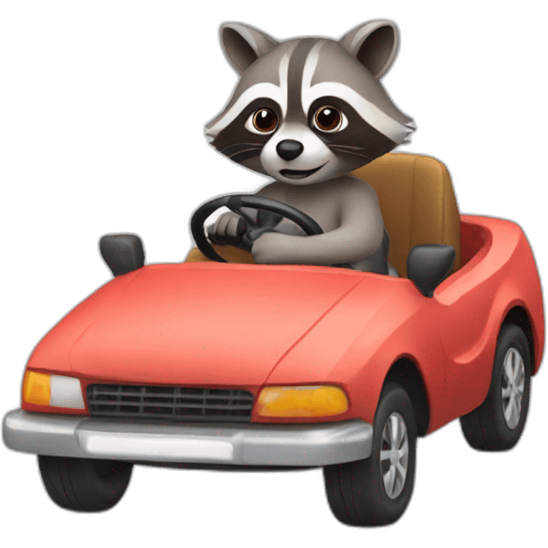 Raccoon driving a car emoji