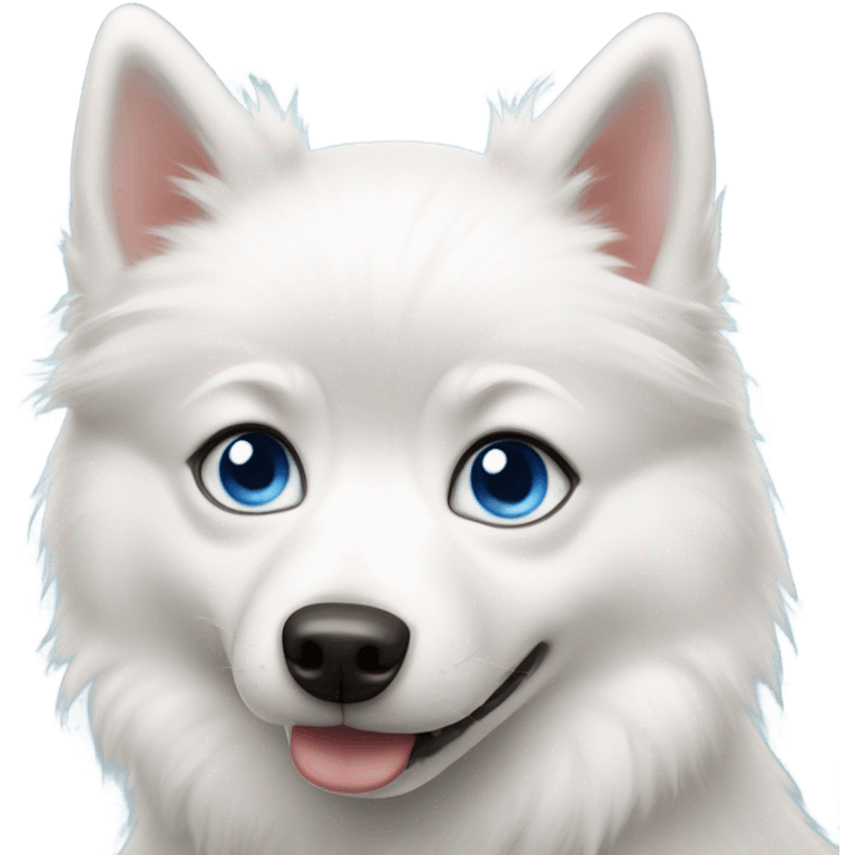 White pomsky dog with blue eyes emoji