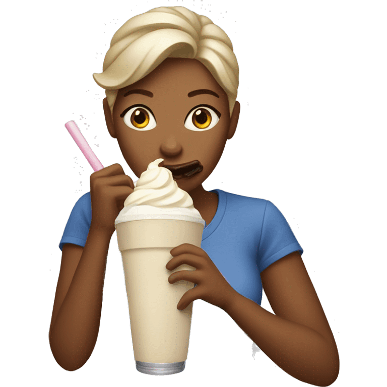 Women eating a milkshake emoji