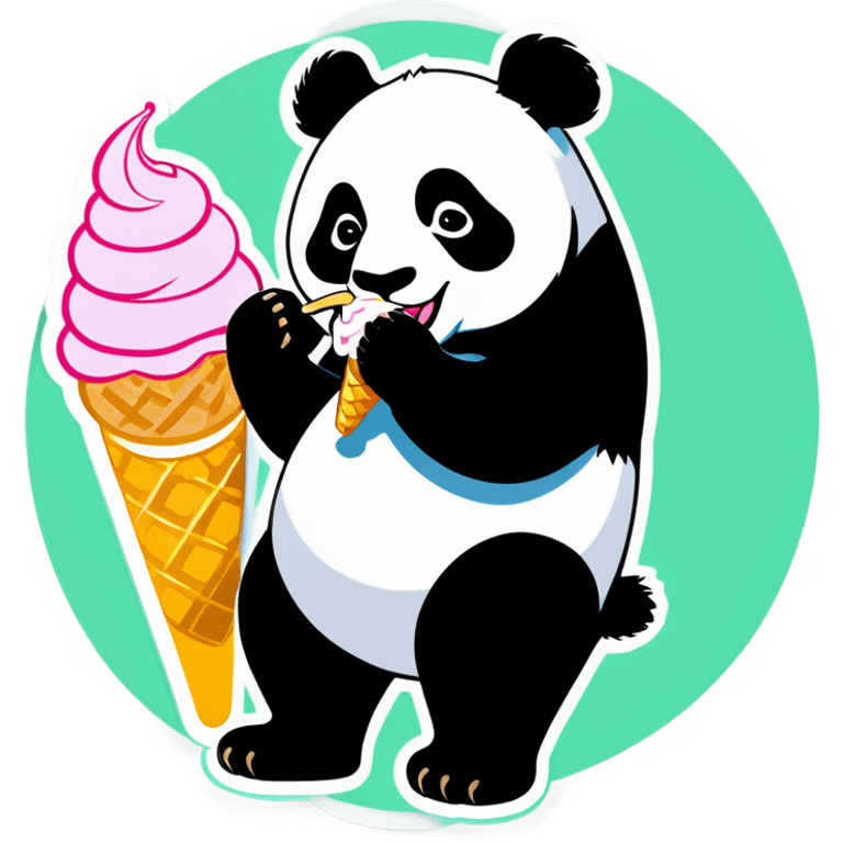 Panda eating ice cream emoji