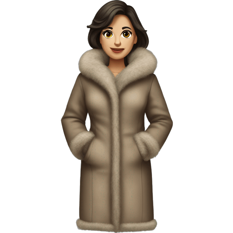 Realistic brunette mob wife full body fur coat emoji