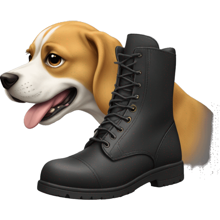 Dog licking combat boot emoji