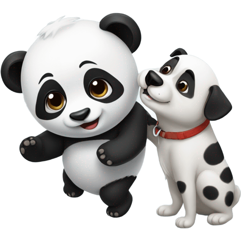 Panda playing with a dog emoji