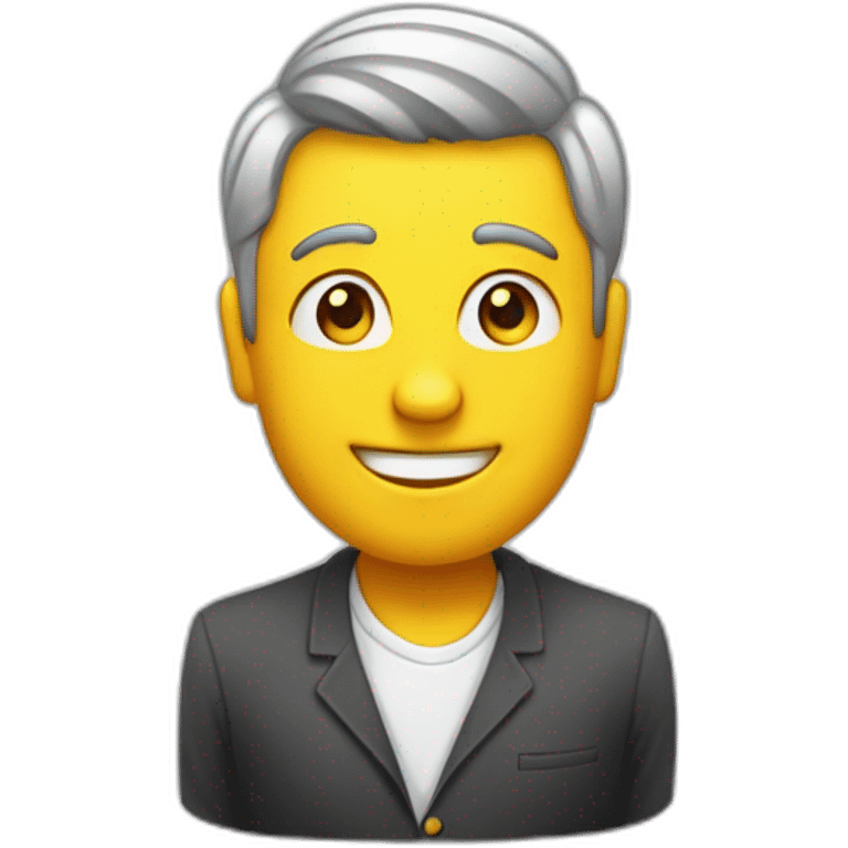 Genera un emoji de un chico, trabajando en la computadora en una agencia de publicidad  emoji