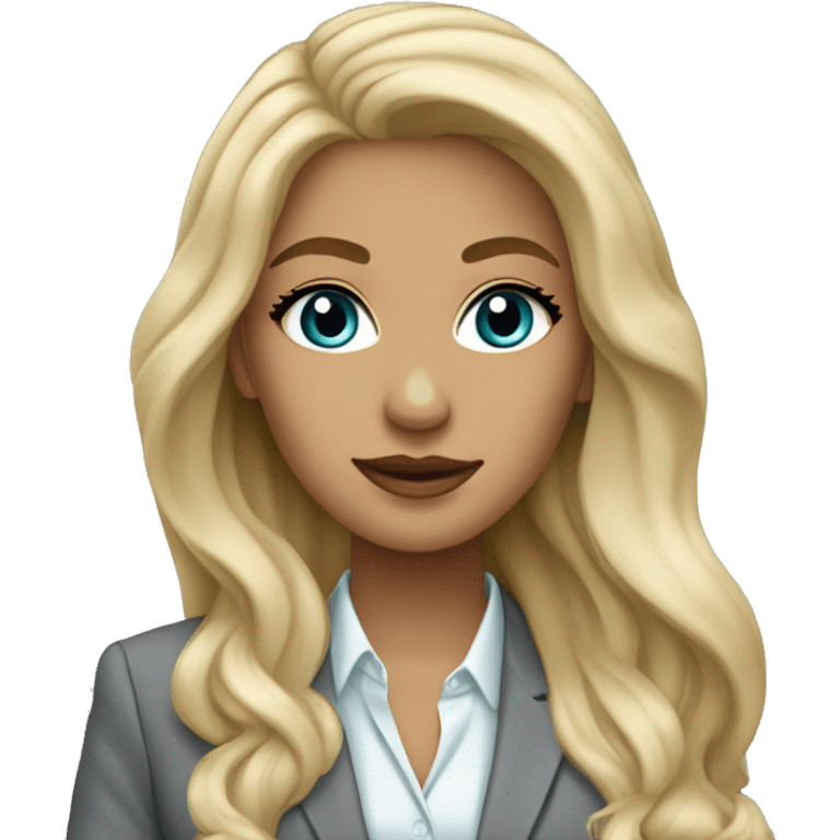 Blonde long hair Tiffany diamond seller in a grey suit emoji