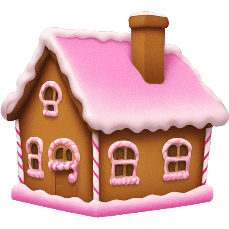 gingerbread house with pink ice ing and smoke from the chimney  emoji