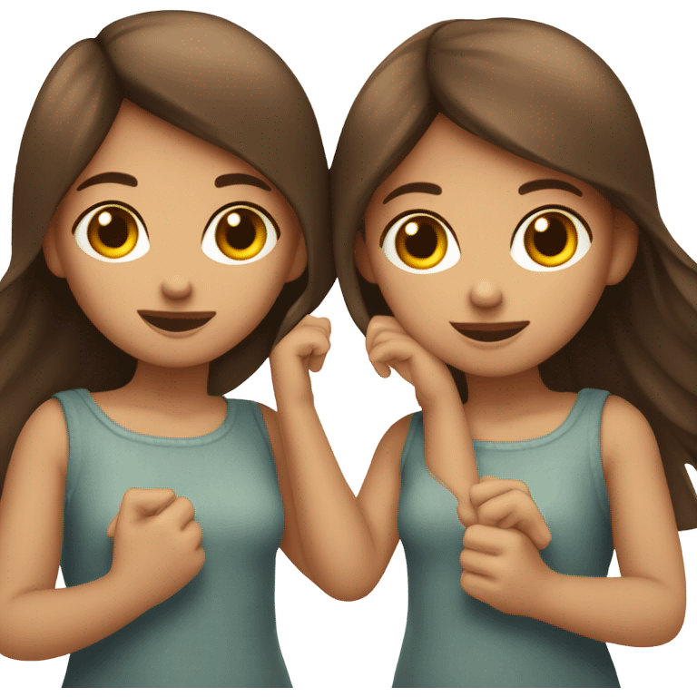 2 filles aux cheveux bruns faisant ensemble un coeur avec leurs mains emoji