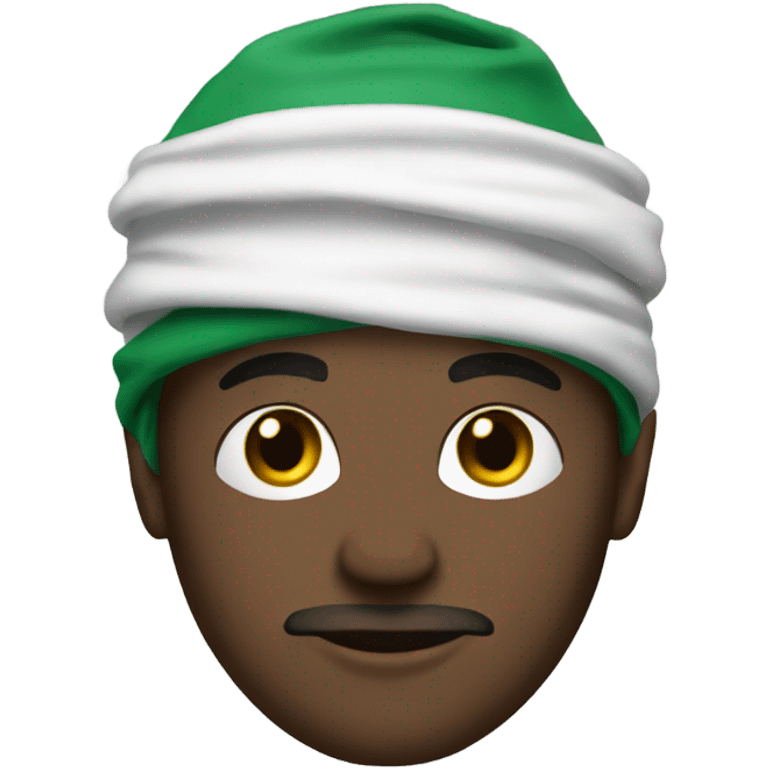 White dude with tattoos wearing green scarf on head  emoji