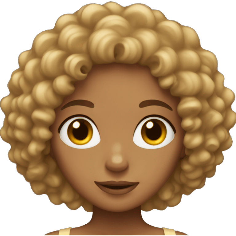 curly hair girl with tan skin emoji