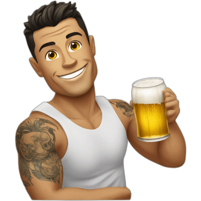 Cristiano Ronaldo drinking with tattoos and beer  emoji