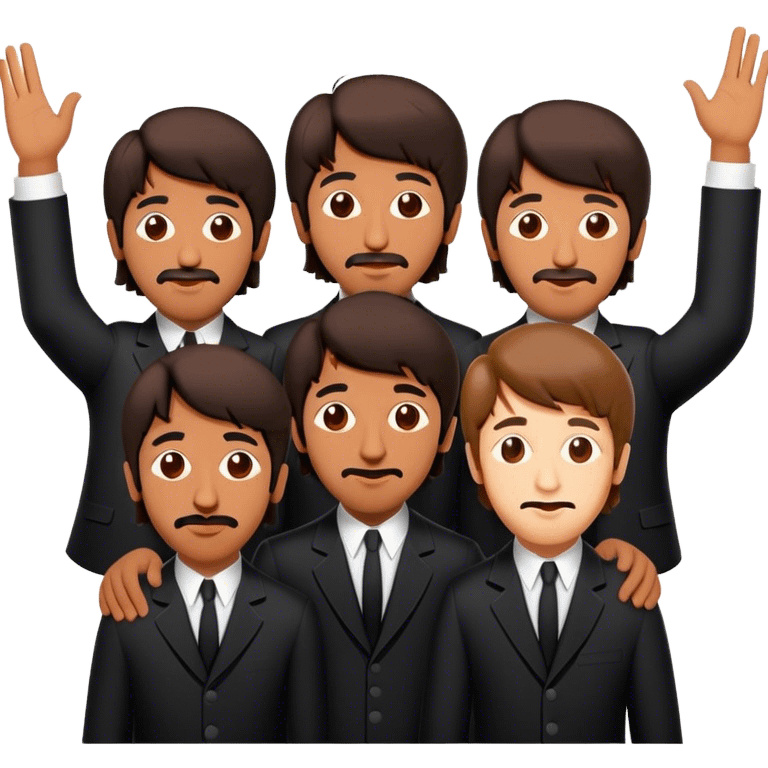 Cinematic Realistic The Beatles Pop Culture Emoji, showcasing an iconic, vibrant portrayal of the legendary band rendered with rich textures and nostalgic lighting that exude musical legacy. emoji