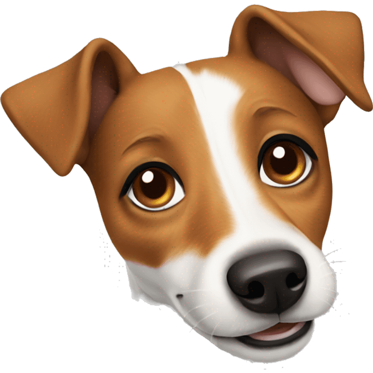 Jack Russell dog with brown eyes running emoji