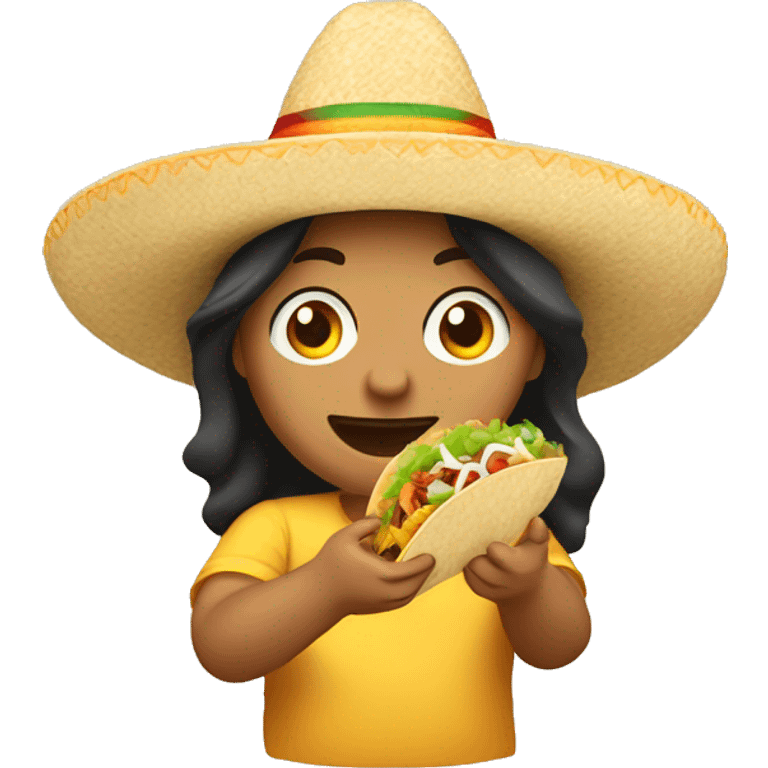 hispanic eating tacos with sombrero hat emoji