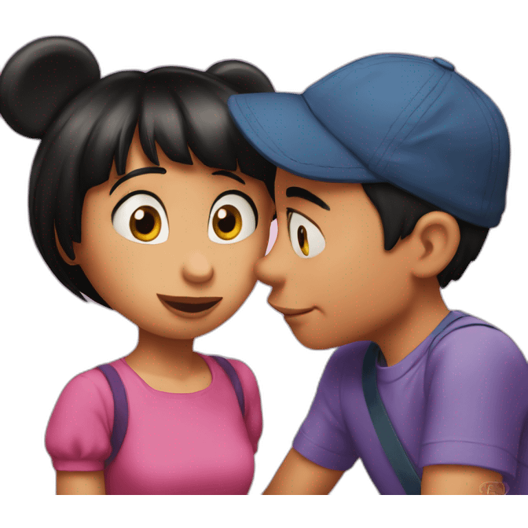 dora kiss mickey emoji