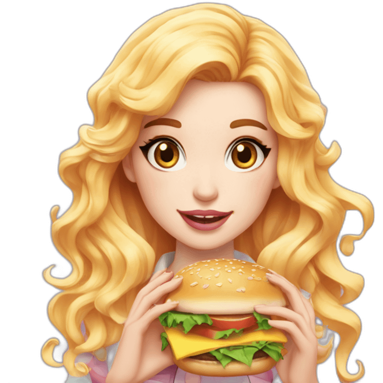 Belle Delphine eats a hamburger mcdonald’s emoji