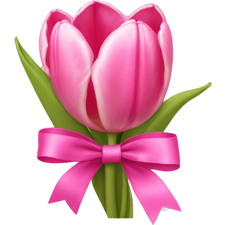 Pink tulips with a pink ribbo emoji