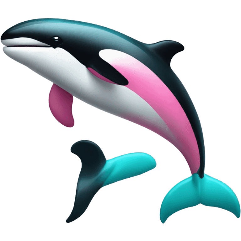 Pink and turquoise orca  emoji