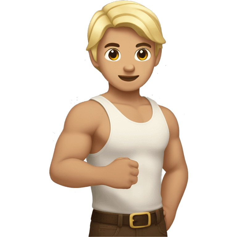 buff mexican boy with blonde hair holding white girl hand with a brown  hair bob  emoji