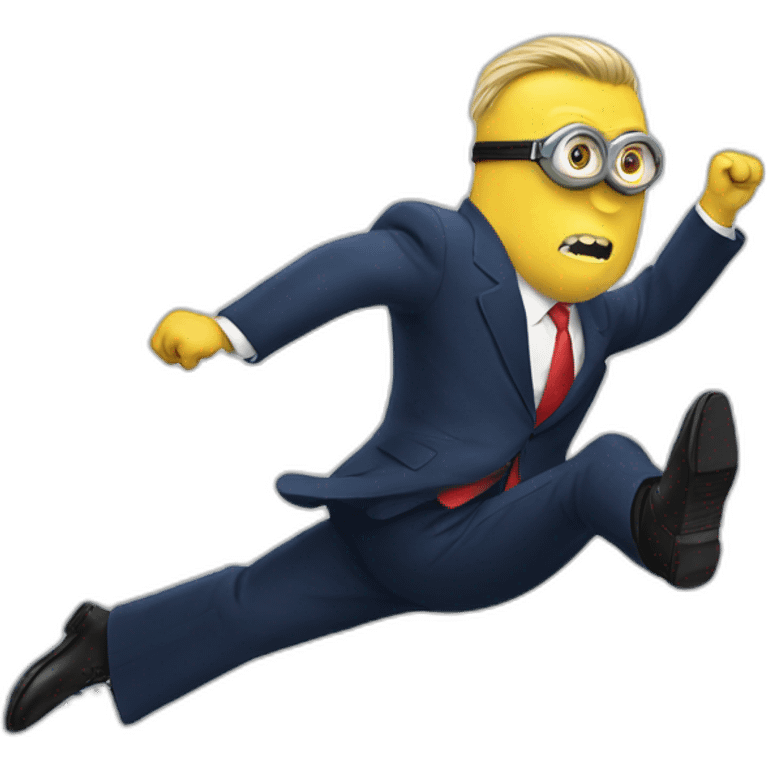 Minion kicking trump emoji