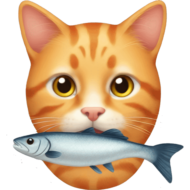 orange tabby cat eating fish emoji