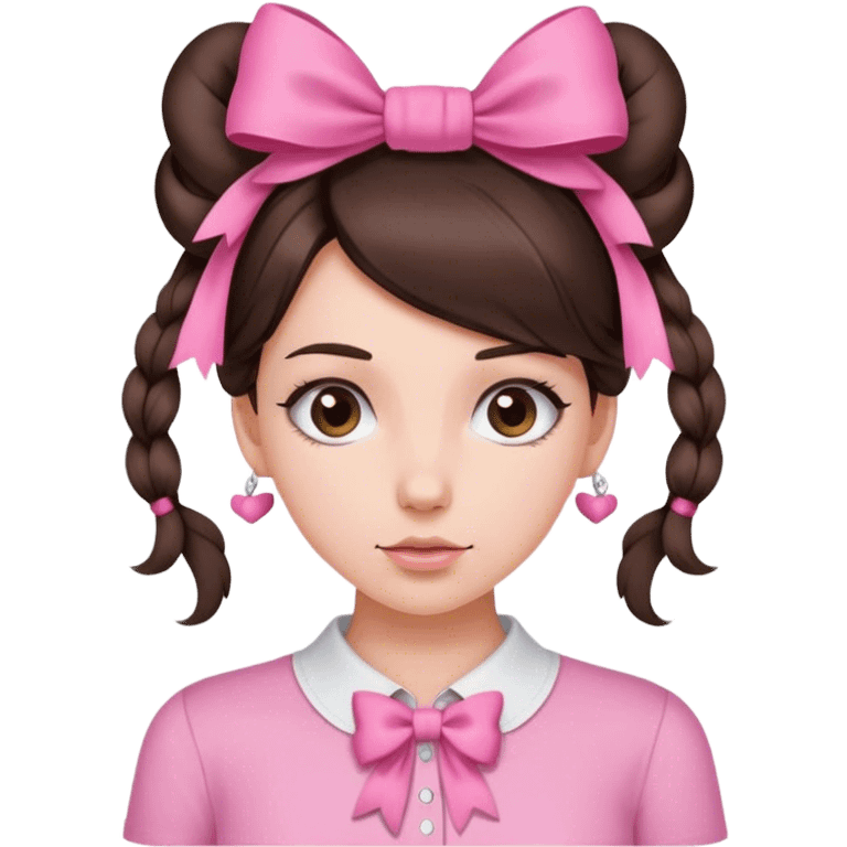 Brunette girl with bows in hair and pink shirt  emoji