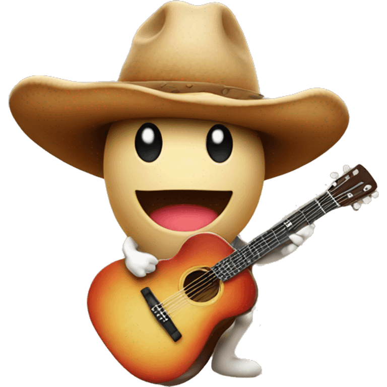 Mushroom wearing a cowboy hat playing a guitar  emoji