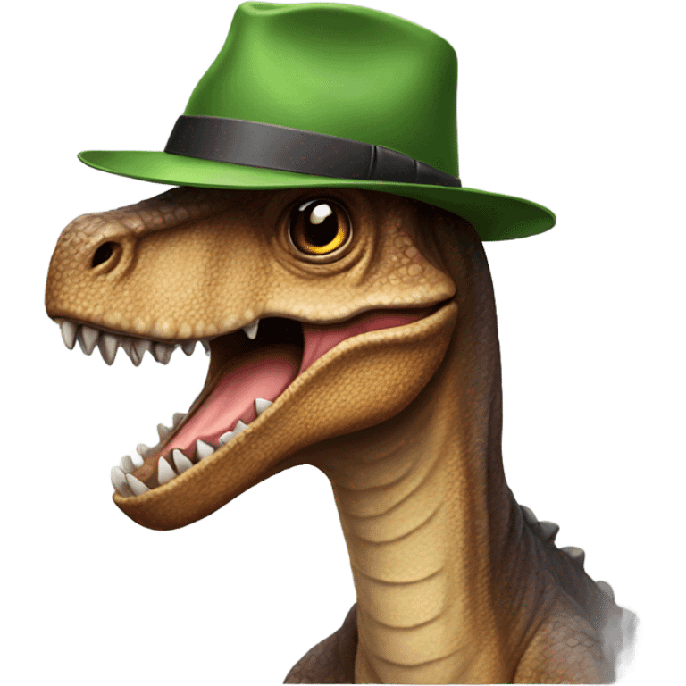 Dinosaur wearing a hat emoji