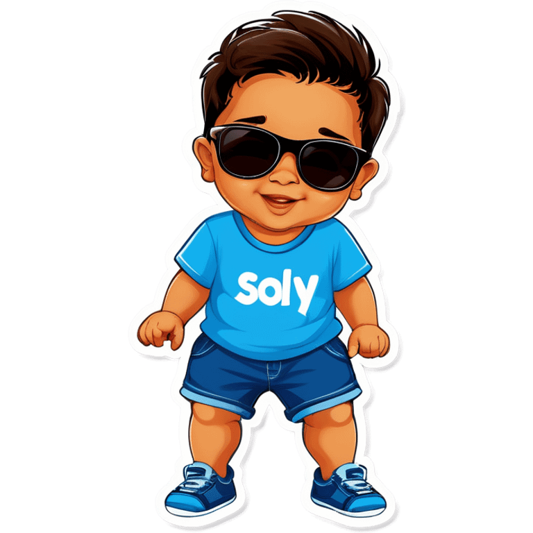 Hispanic baby boy wearing sunglasses ￼ emoji