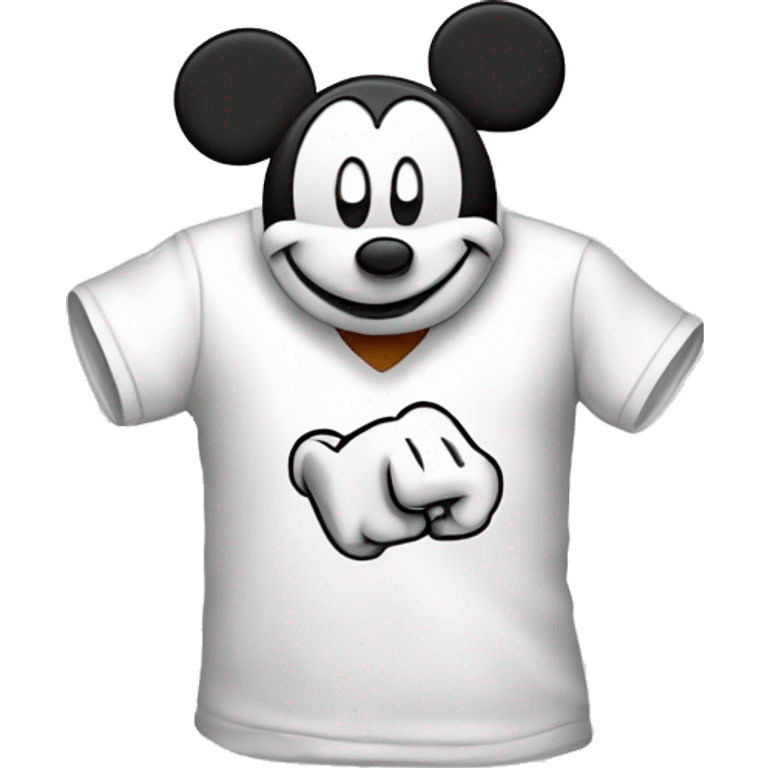 white t-shirt with Mickey head in hand drawn style  emoji