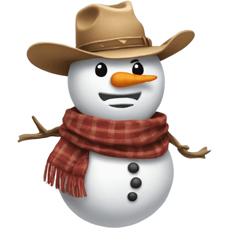 Snowman wearing cowgirl hat emoji