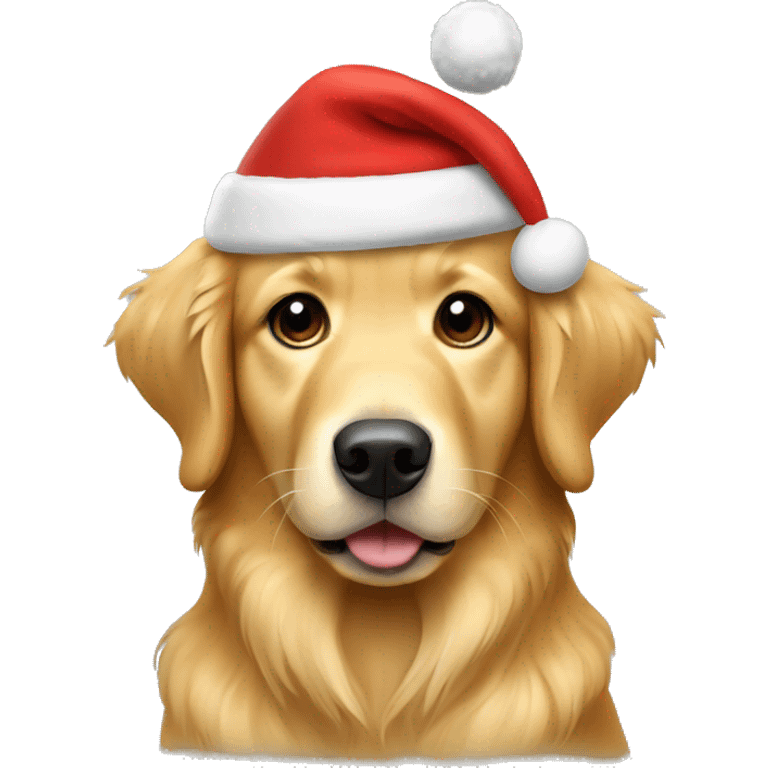 Golden retriever with christmas cap emoji