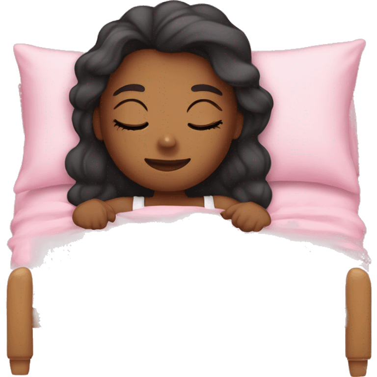 girl sleep in her pink bed emoji