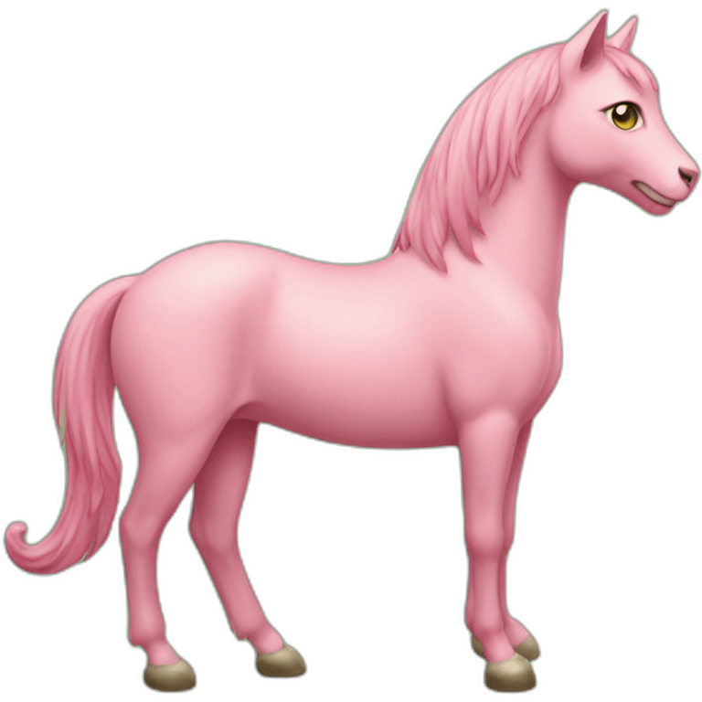 a pink cat on a green horse emoji