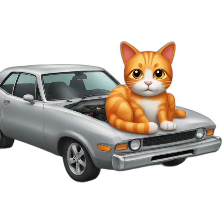 orange cat fixing a car emoji