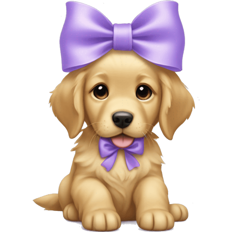 female golden retriever puppy with lavender bow emoji