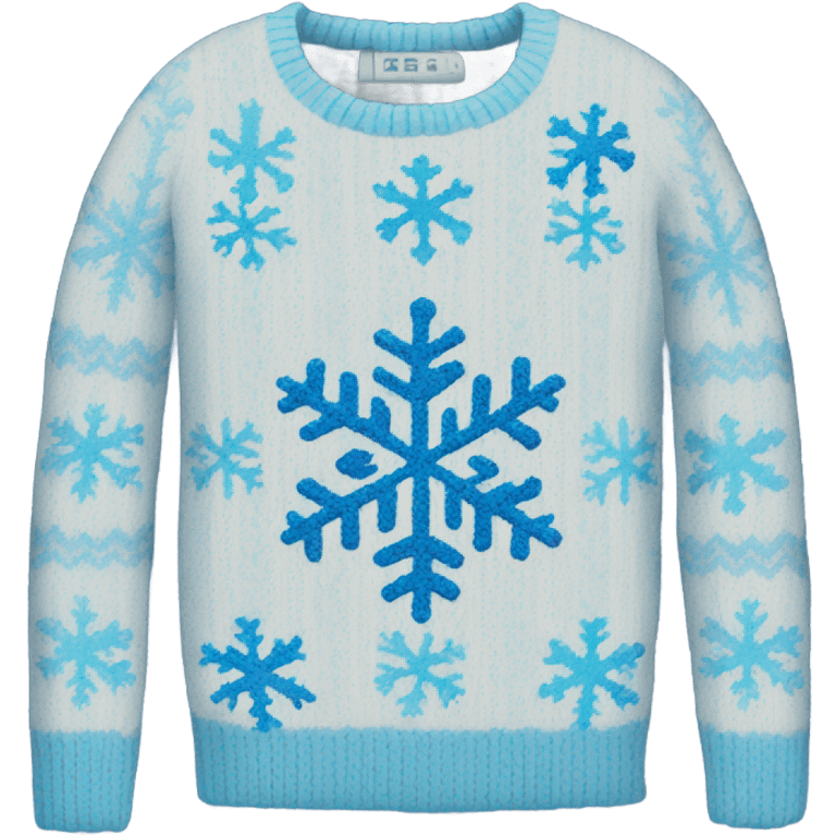 Knit sweater with blue snowflake glittery design emoji