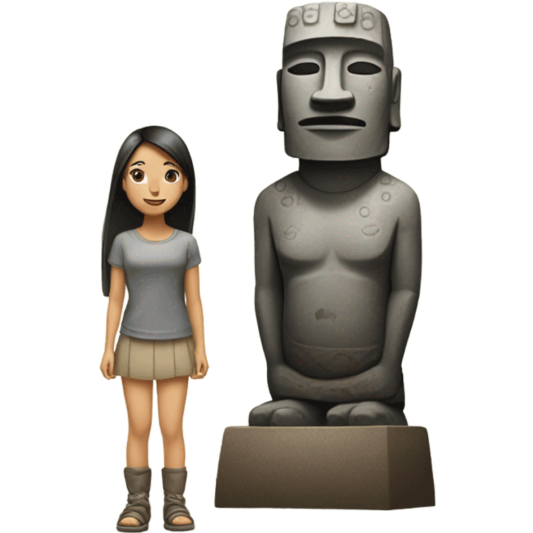 Asian girl in moai statue emoji