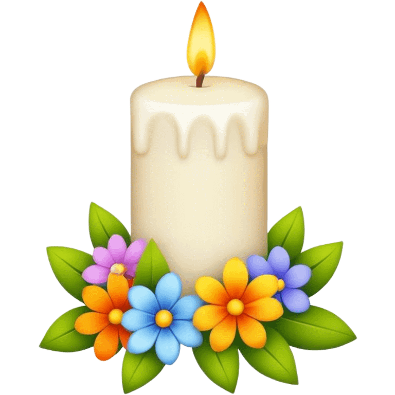 Spring candle with flowers  emoji