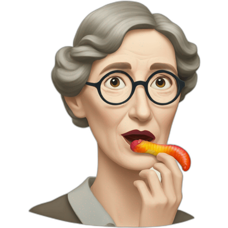 virginia woolf eating gummy worms emoji