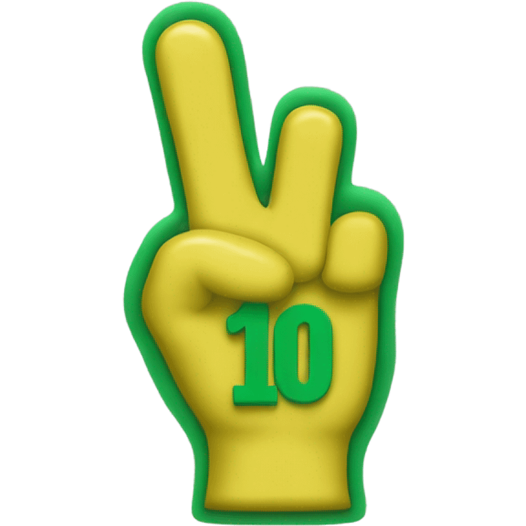 green fan foam finger with a #1 on it emoji