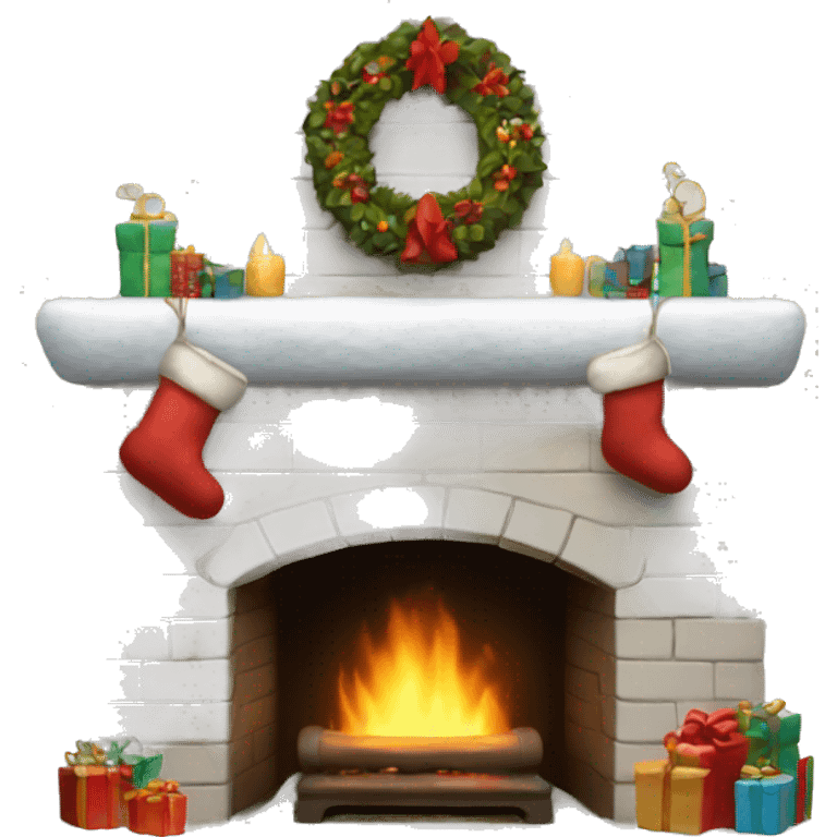 white Christmas fireplace emoji