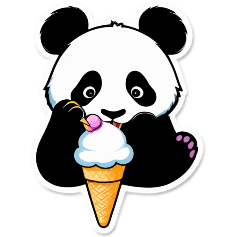 Panda eating ice cream emoji