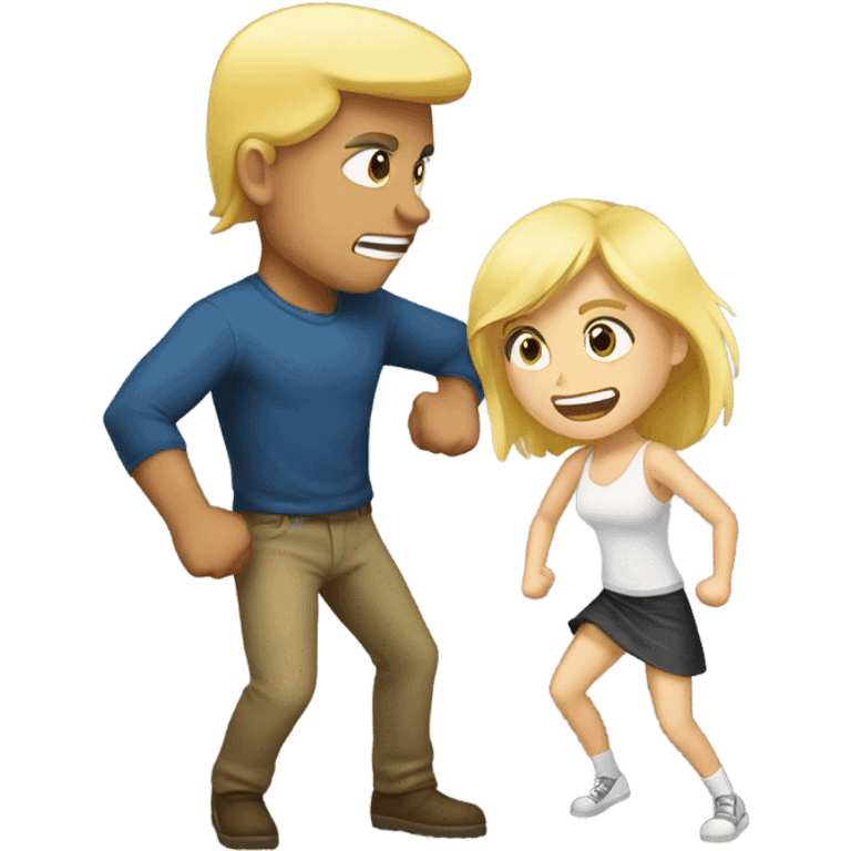 A man and blond girl fighting emoji