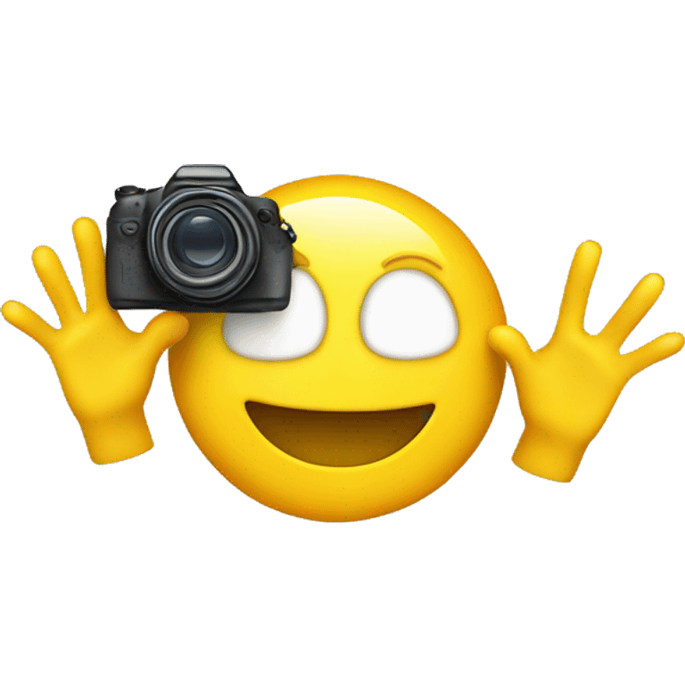 Yellow smile face, camera with hands emoji