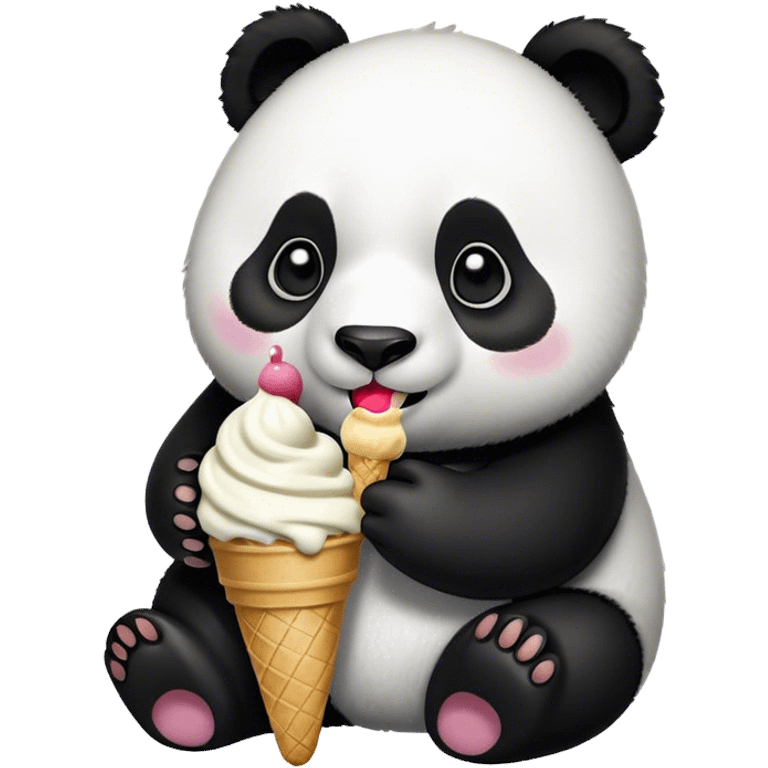 Panda eating ice cream emoji