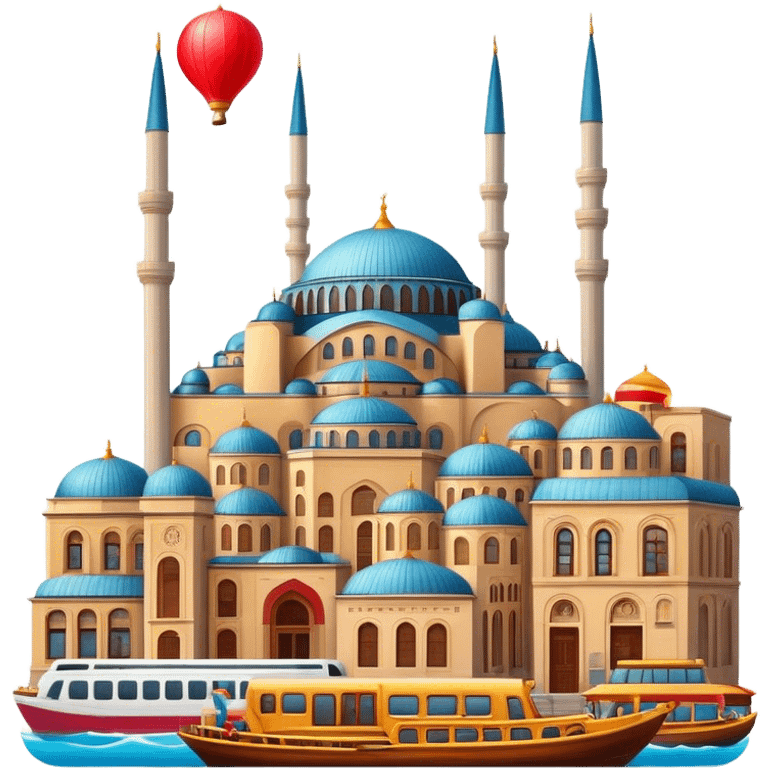 Cinematic Realistic Istanbul Pop Culture Emoji, depicted with a vibrant portrayal of the bustling cityscape rendered with lively textures and energetic, urban lighting. emoji