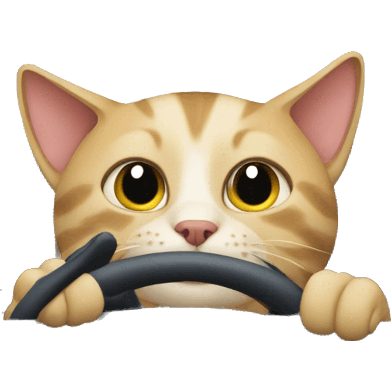 Cat in a car driving emoji